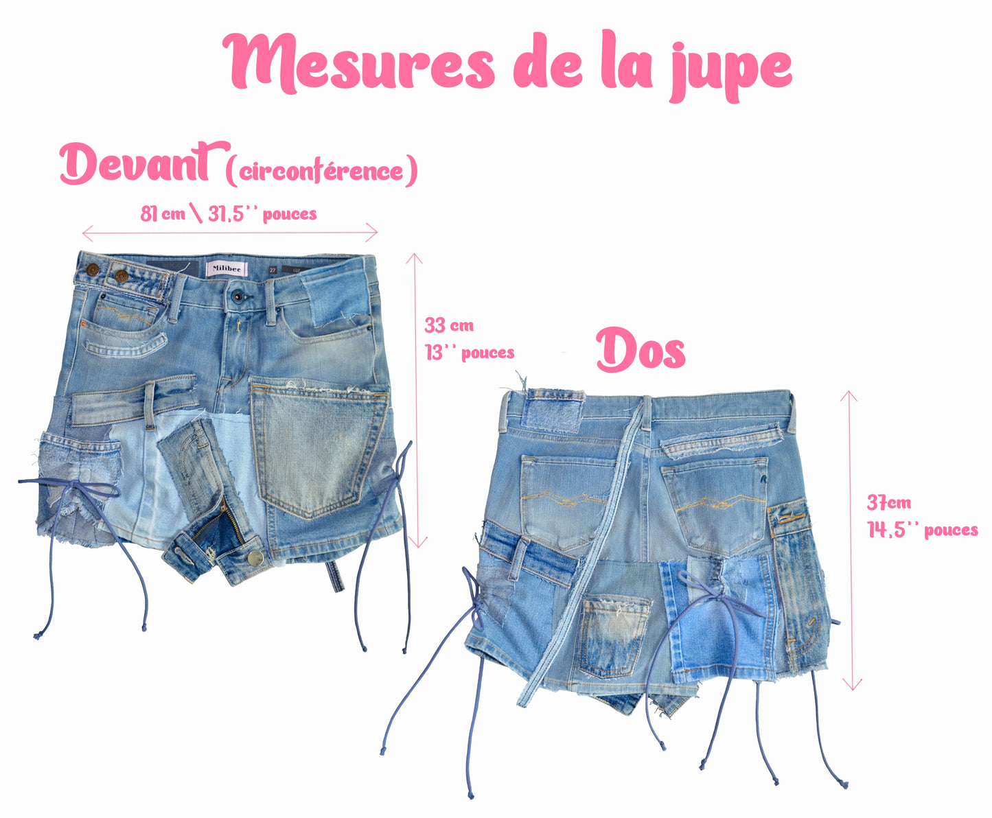 Recycled jeans skirt S