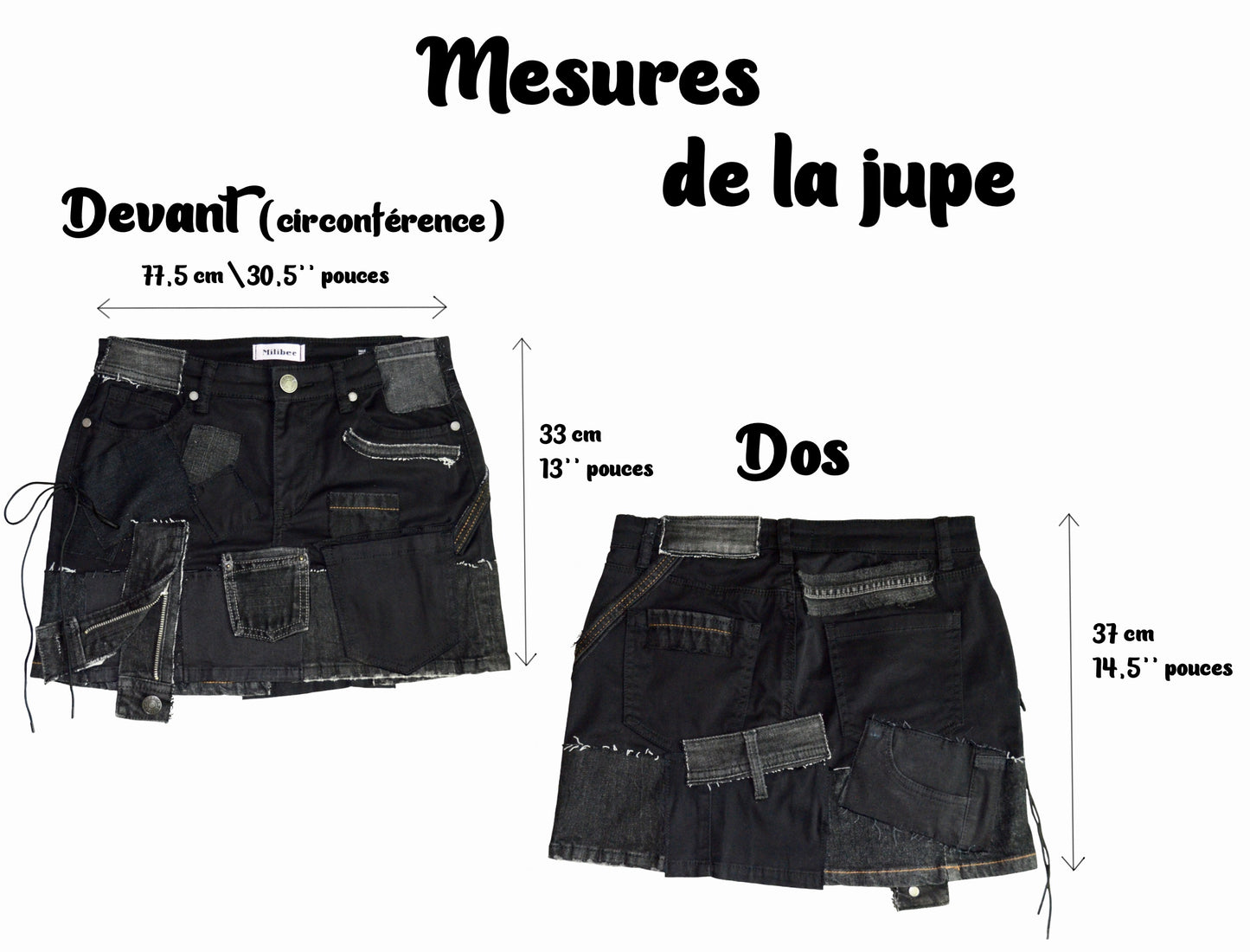 Jupe de jeans recyclés XS-S