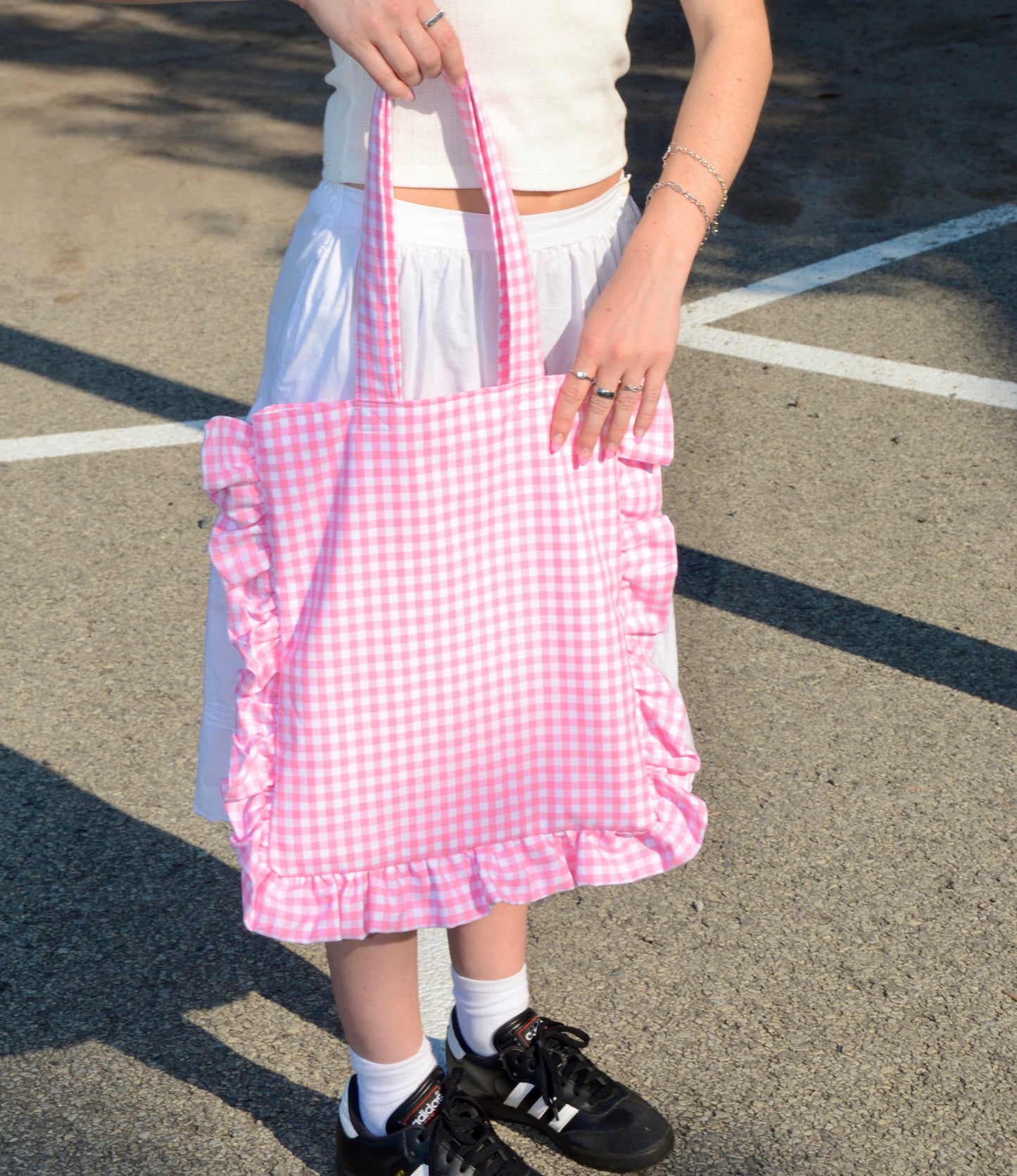 Pink ruffle totebag