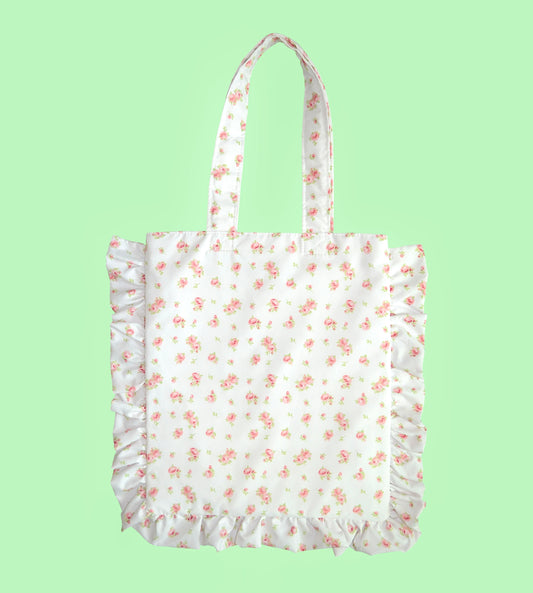 Floral ruffle totebag