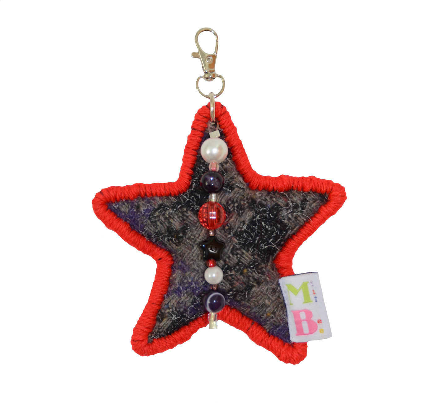 star keychain grey and red ★
