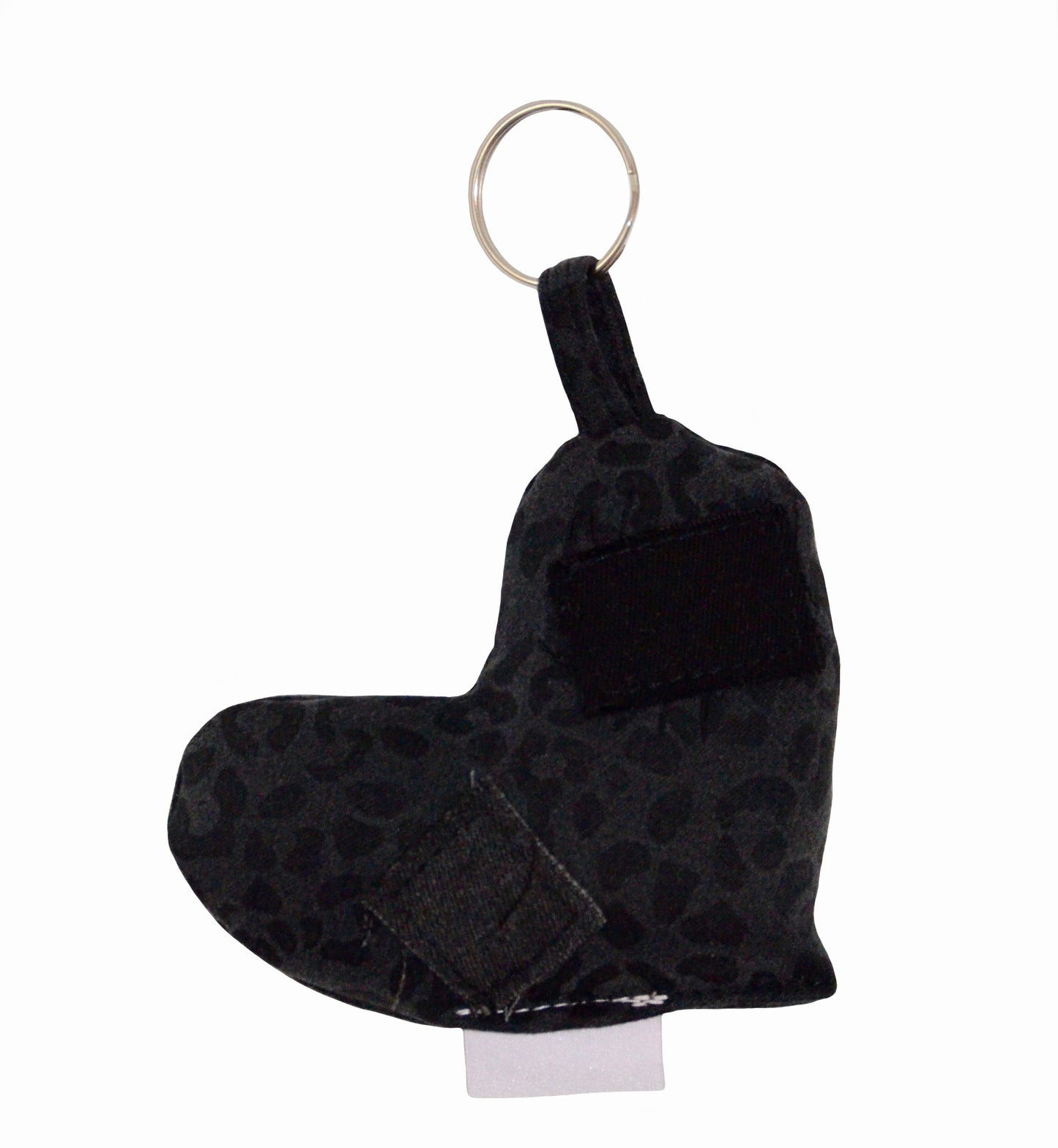 Porte-clés en coeur rembourrée Noir léopard ♡