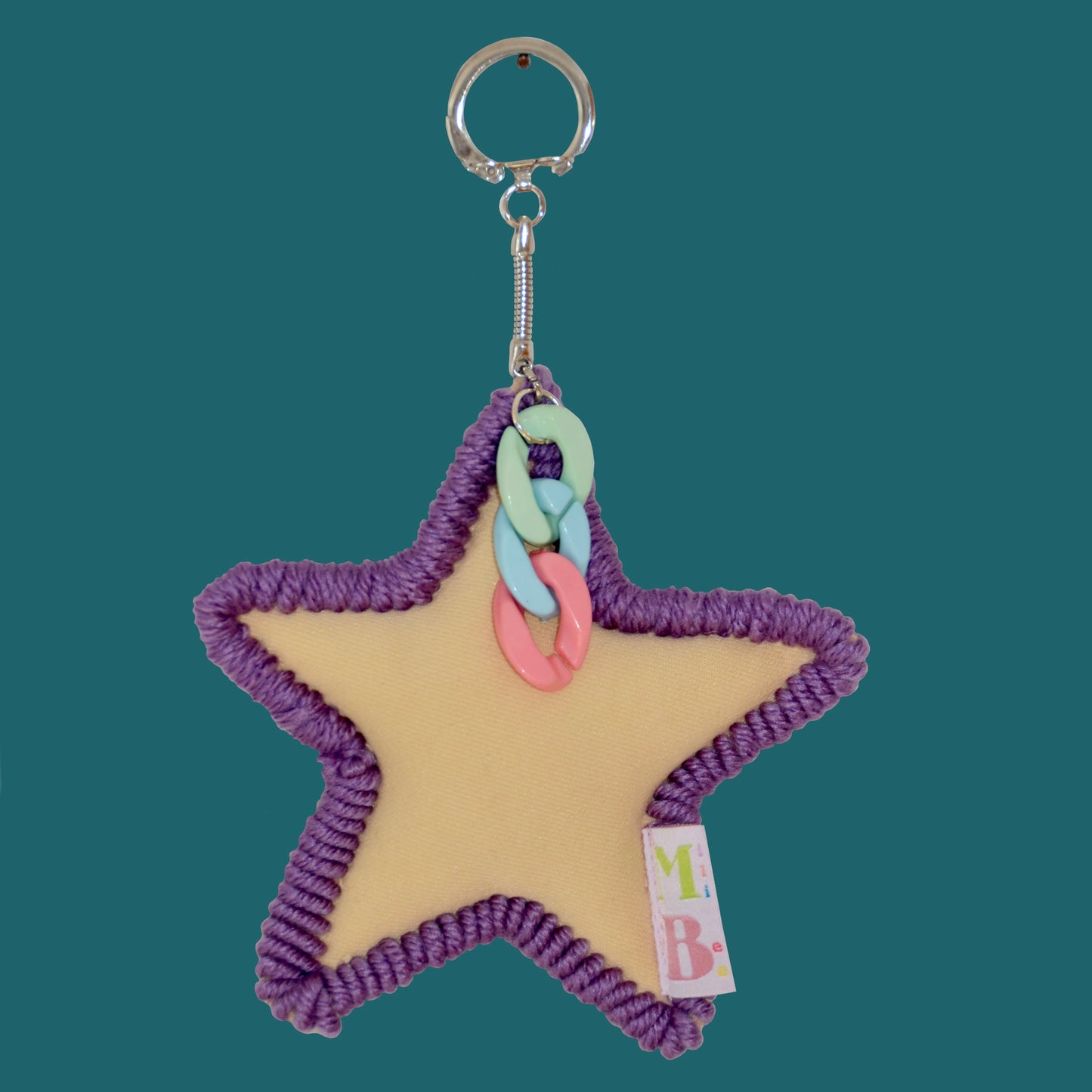 Purple and beige star key ring ★