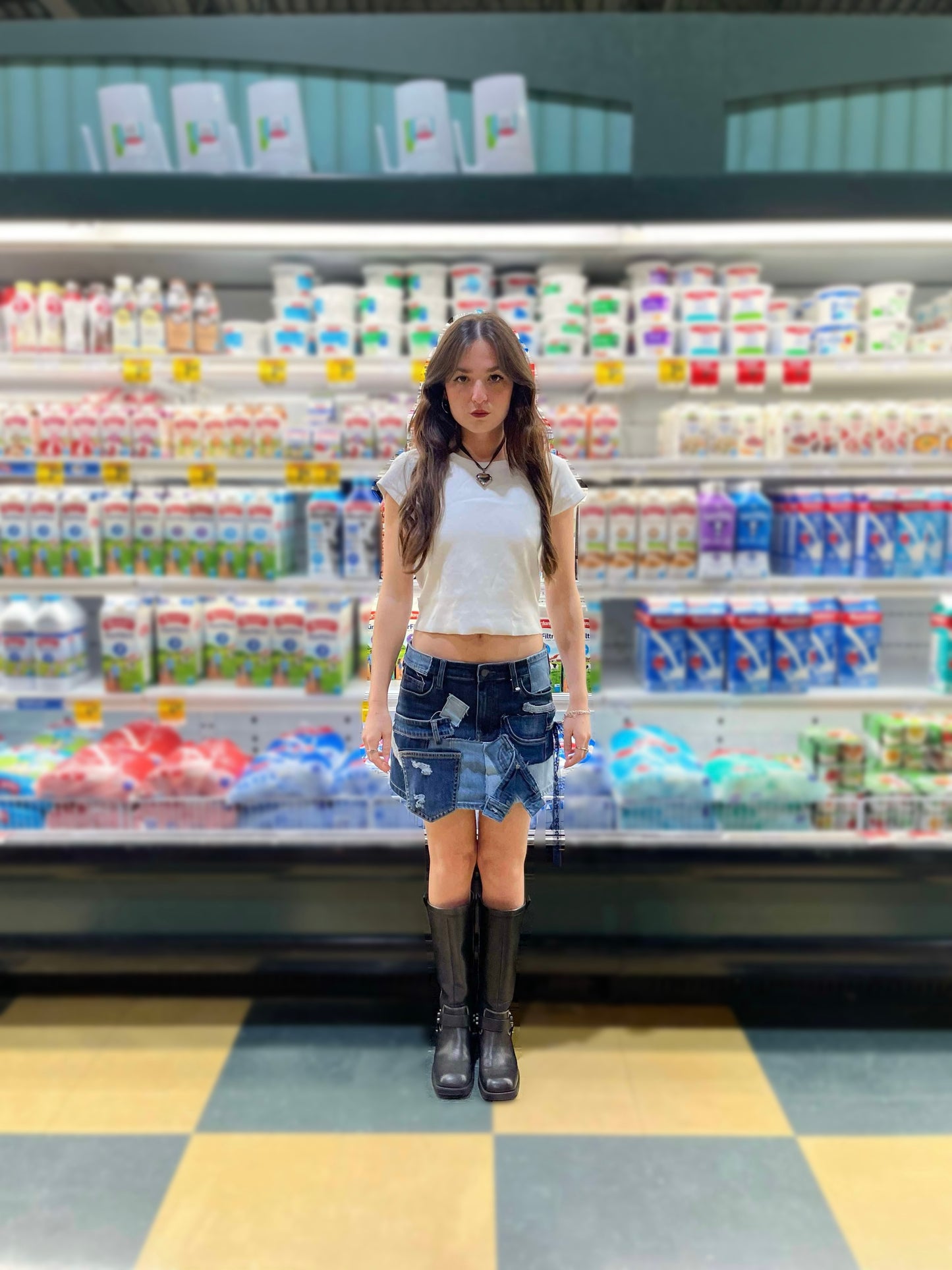 Jeans patchwork skirt