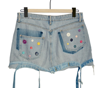 Jeans skirt with colorful buttons 