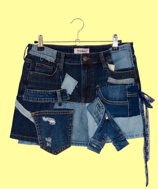 Jeans patchwork skirt