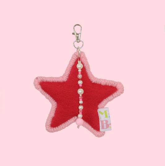 Red and pink star key ring ★