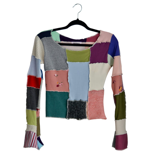 Long sleeve tee-shirt patchwork XS