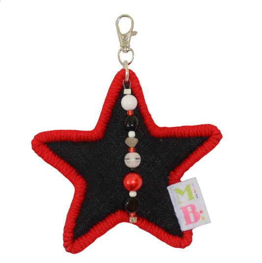 Porte-clées Étoile noir & rouge ★