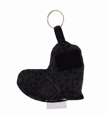 Porte-clés en coeur rembourrée Noir léopard ♡
