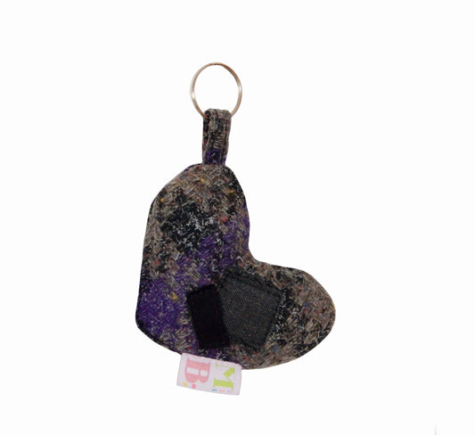 Porte-clés en coeur rembourrée Violet ♡