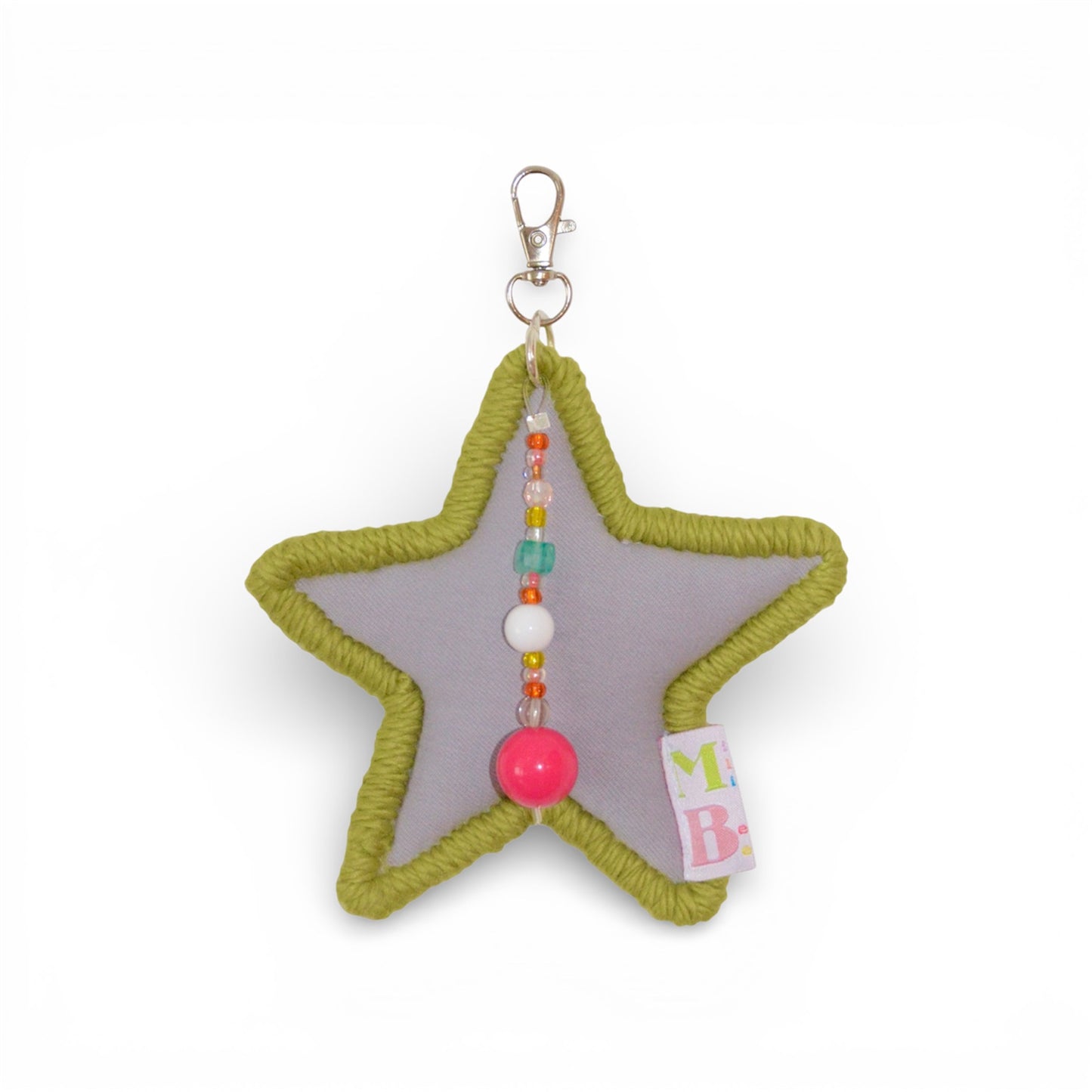 Porte-clés étoile rembourrée mauve & vert ★