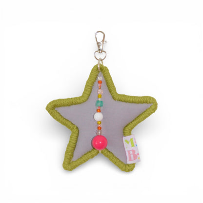 Porte-clés étoile rembourrée mauve & vert ★