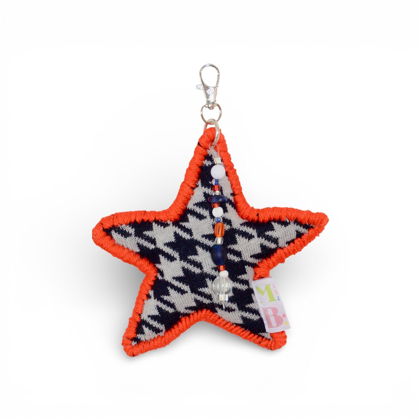 Porte-clés étoile rembourrée bleu et orange ★