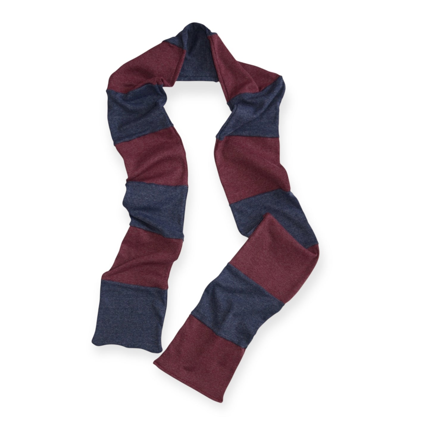 Longue écharpe bleu et bourgogne