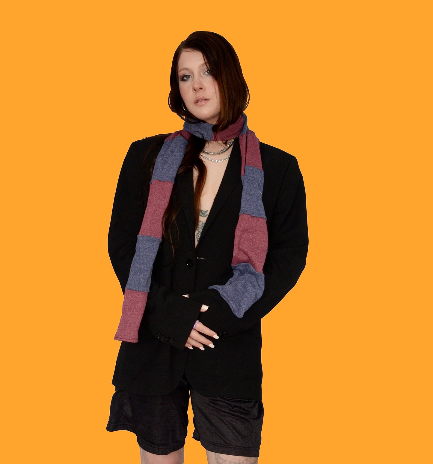 Long blue/burgundy scarf