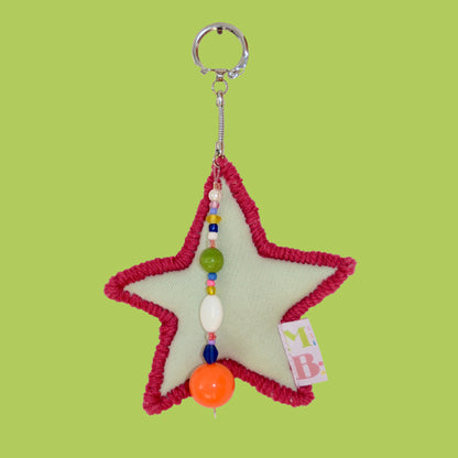 Green and pink star key ring ★