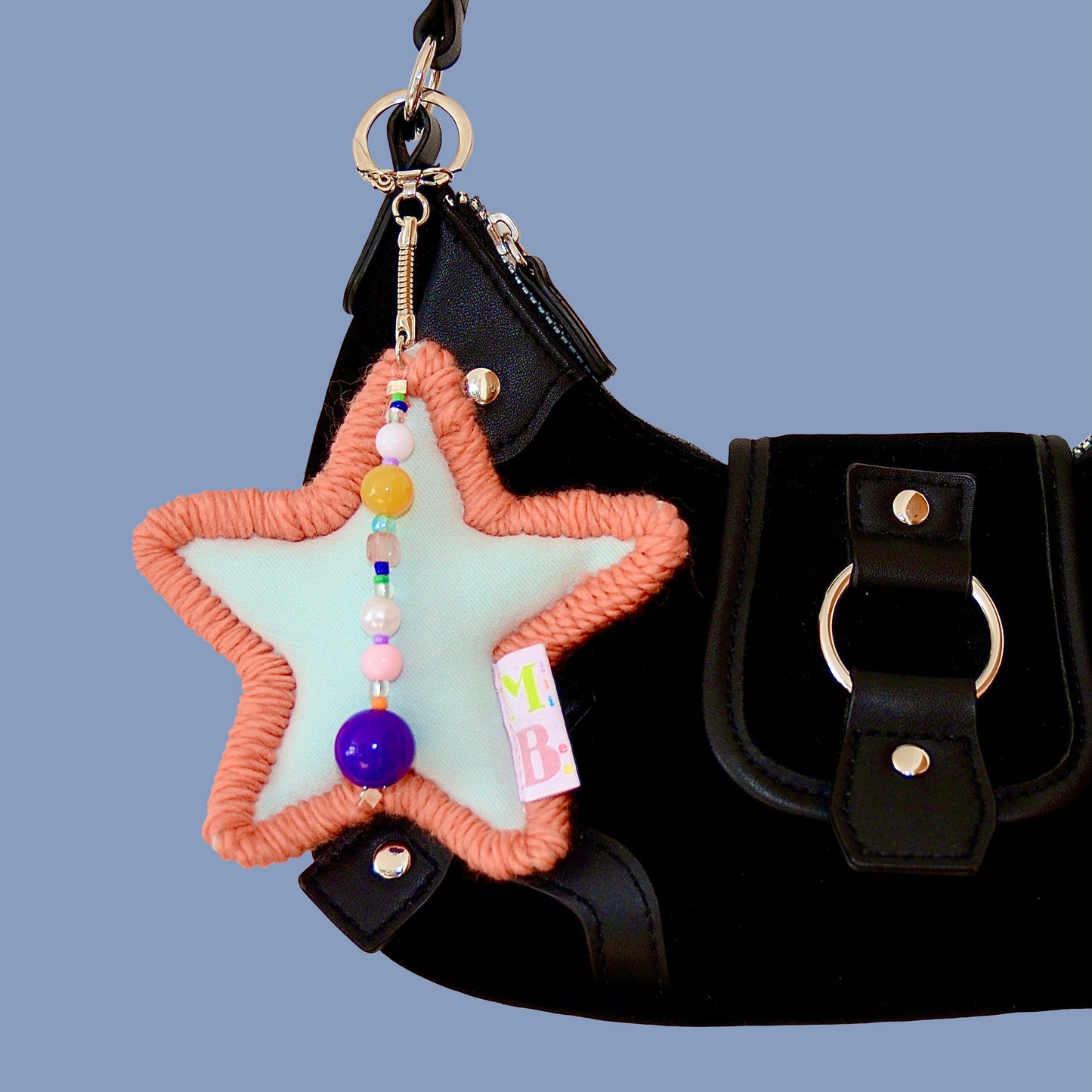 Blue and orange star key ring ★