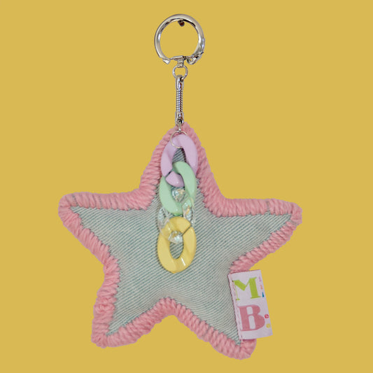 Turquoise and pink star key ring ★