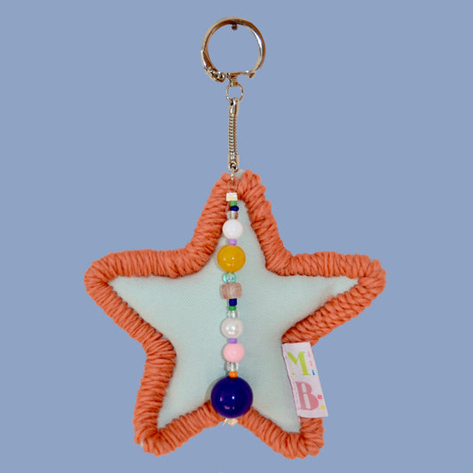 Blue and orange star key ring ★