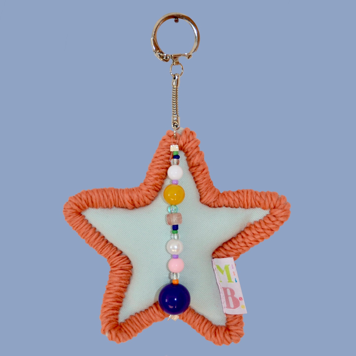 Blue and orange star key ring ★