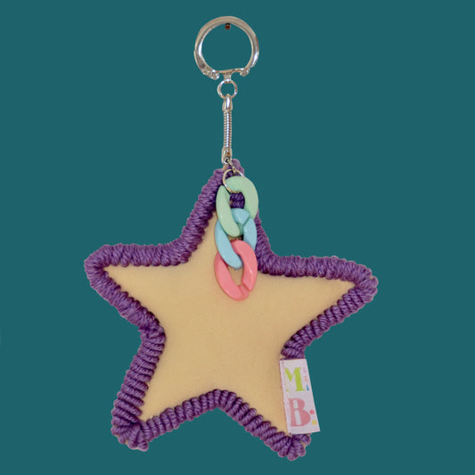 Purple and beige star key ring ★