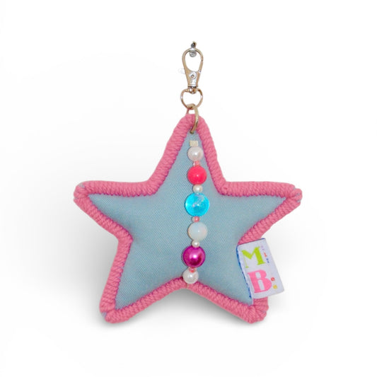 Porte-clés Étoile bleu & rose ★
