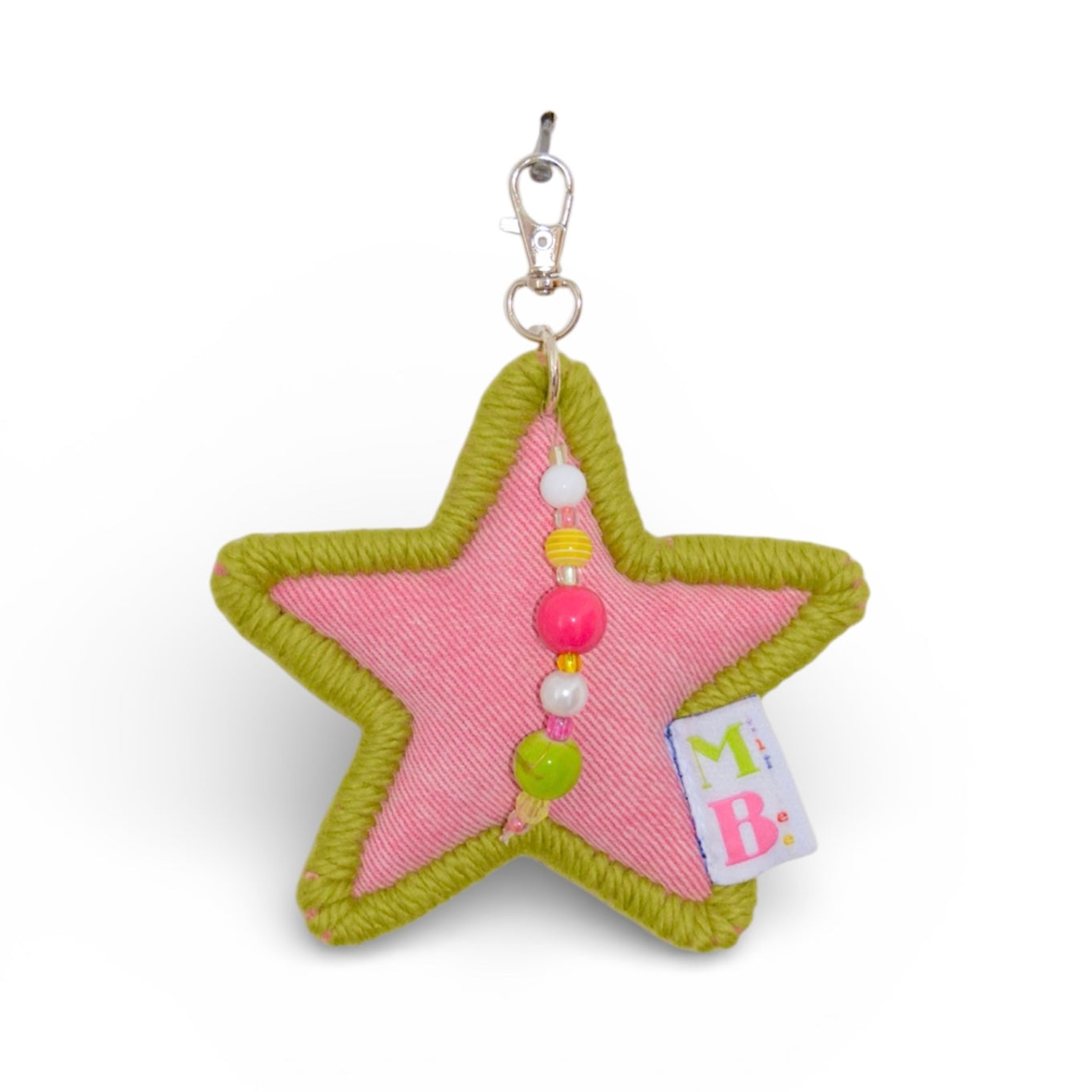 Porte-clés Étoile rose & kaki ★