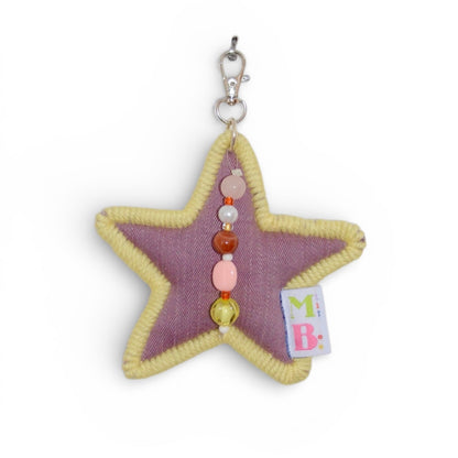 Porte-clés Étoile rose & jaune ★