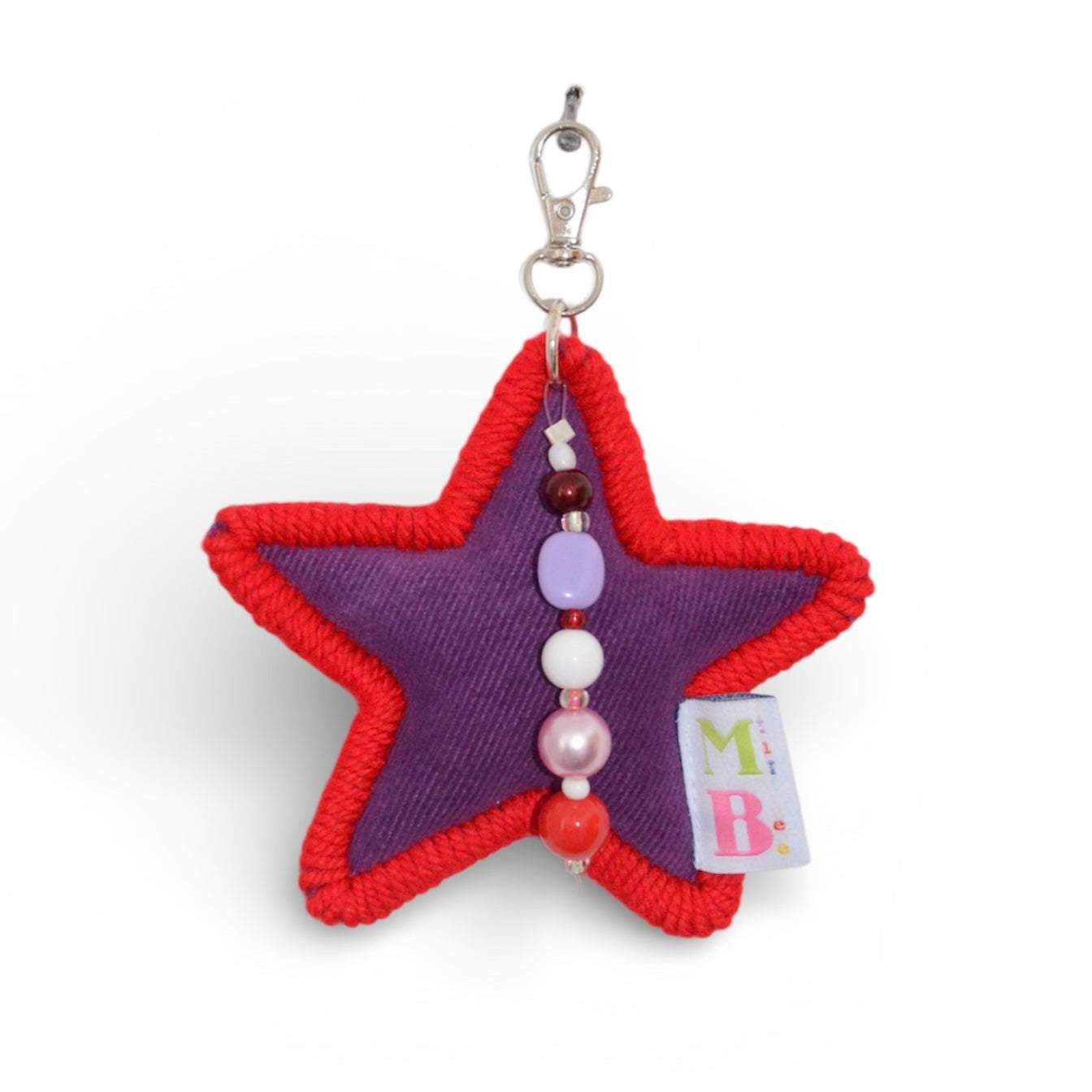 Porte-clés Étoile mauve & rouge ★