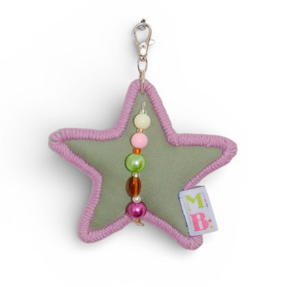 Porte-clés Étoile kaki & violet ★